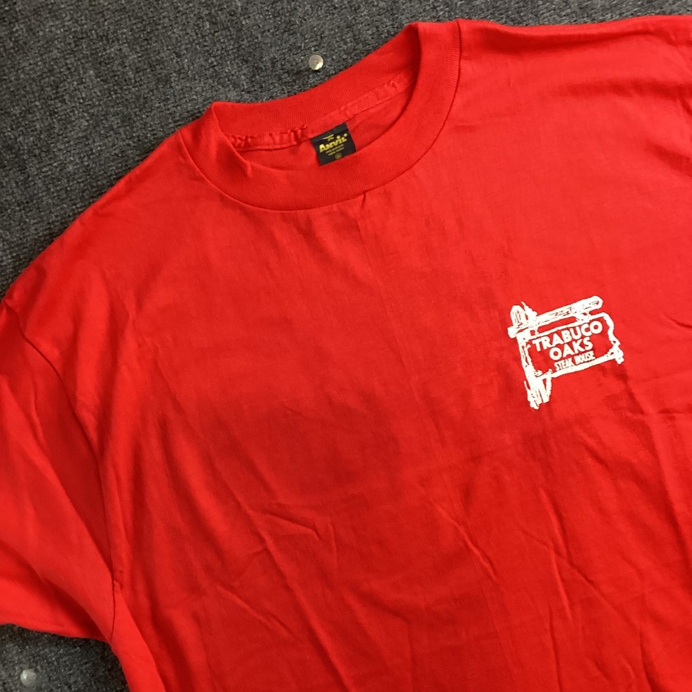 Vintage Trabuco Oaks Steak House T Shirt Red Anvil Made in USA Mens XXL 2XL 253